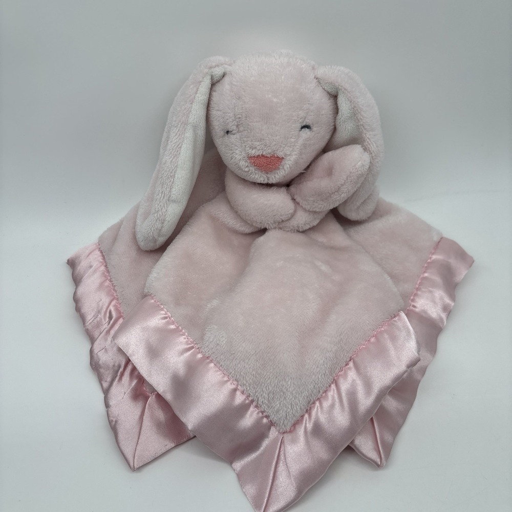 Carters Pink Bunny Plush Baby Blanket Satin Trim Back Security Lovey 2016 Toy